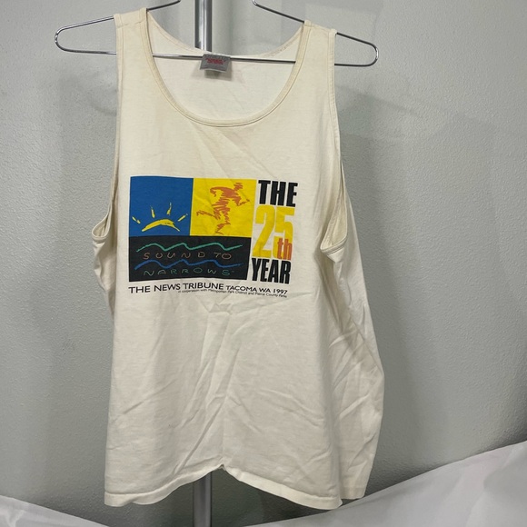 VTG 1997 Oneita white Power-T graphic tank 25th year Sound to Narrows race sz XL - Picture 3 of 10